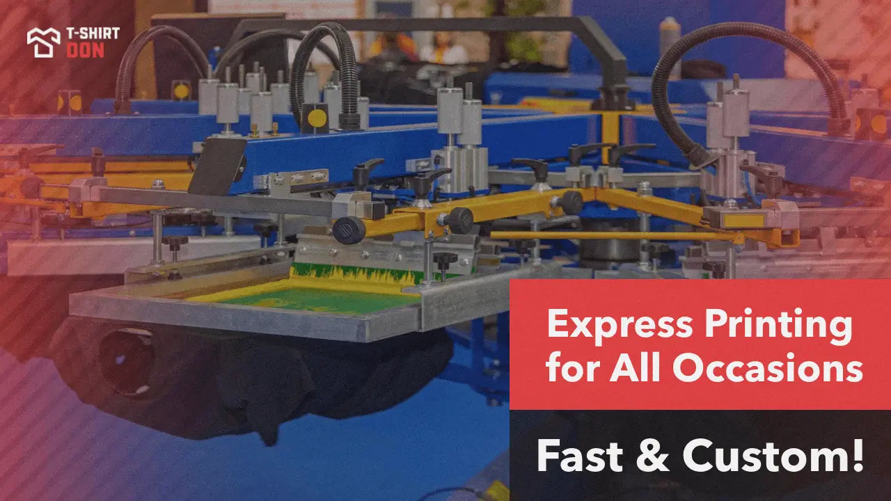 Load video: Fast custom printing video showing screen printing, DTG, and heat transfers for same-day orders