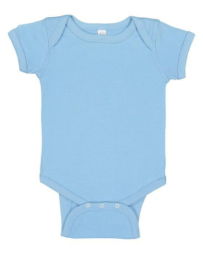 custom onesie for baby - 4400 Rabbit Skins Infant Baby Rib Bodysuit-Onesie-Rabbit Skins-Light Blue-NB-Custom One Online