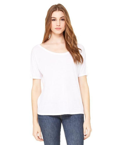 custom slouchy t shirt - 8816 Bella + Canvas Ladies' Slouchy T-Shirt-T-SHIRT-Bella + Canvas-White-S-Custom One Online
