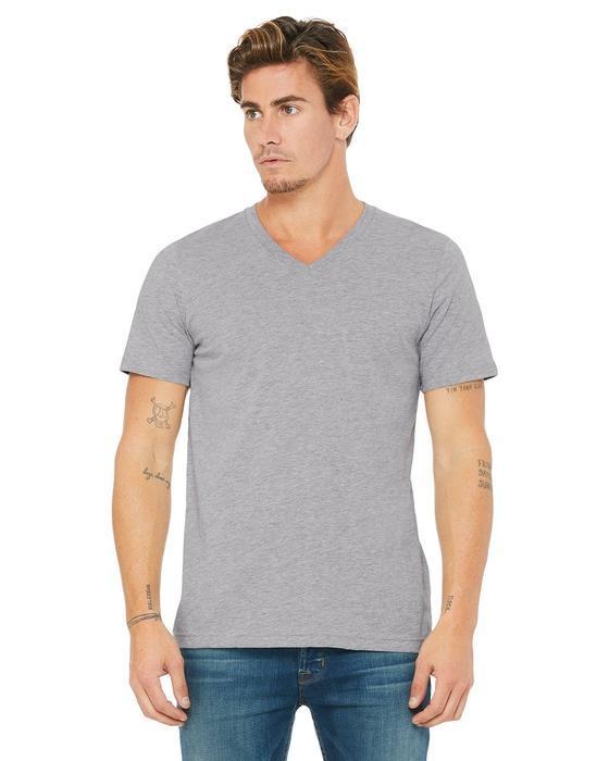 custom v neck t shirts - 3005 Bella + Canvas Unisex Jersey Short-Sleeve V-Neck T-Shirt-T-SHIRT-Bella + Canvas-Athletic Heather-S-Custom One Online