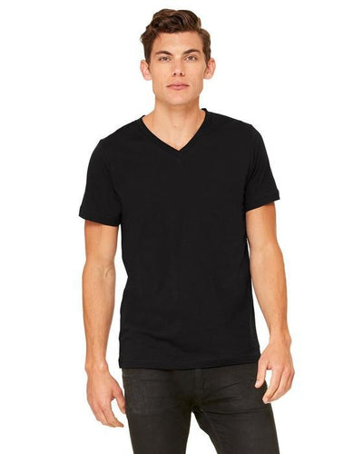 custom v neck t shirts - 3005 Bella + Canvas Unisex Jersey Short-Sleeve V-Neck T-Shirt-T-SHIRT-Bella + Canvas-Black-S-Custom One Online