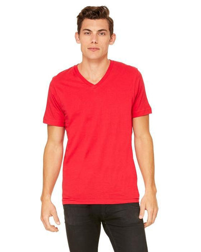 custom v neck t shirts - 3005 Bella + Canvas Unisex Jersey Short-Sleeve V-Neck T-Shirt-T-SHIRT-Bella + Canvas-Red-S-Custom One Online