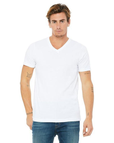 custom v neck t shirts - 3005 Bella + Canvas Unisex Jersey Short-Sleeve V-Neck T-Shirt-T-SHIRT-Bella + Canvas-White-S-Custom One Online