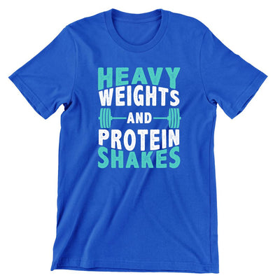 Heavy Weights And Protein Shakers- mens funny gym shirts_fun gym shirts_gym funny shirts_funny gym shirts_gym shirts funny_gym t shirt_fun workout shirts_funny workout shirt_gym shirt_gym shirts