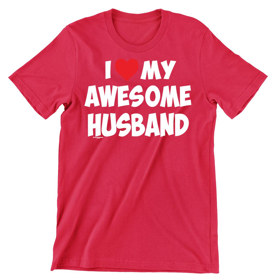 I Love My Awesome Husband /Left Side - t shirts for valentine's day_valentine day t shirts_valentine's day t shirts_long sleeve valentine shirts_valentine's day tee shirt_valentine day tee shirts_valentines day shirt ideas_matching couple t shirts_couple matching t shirts_matching t shirts for couples