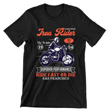 Iron Rider- christian biker t shirts_cool biker t shirts_biker trash t shirts_biker t shirts_biker t shirts women's_bike week t shirts_motorcycle t shirts mens_biker chick t shirts_motorcycle t shirts funny