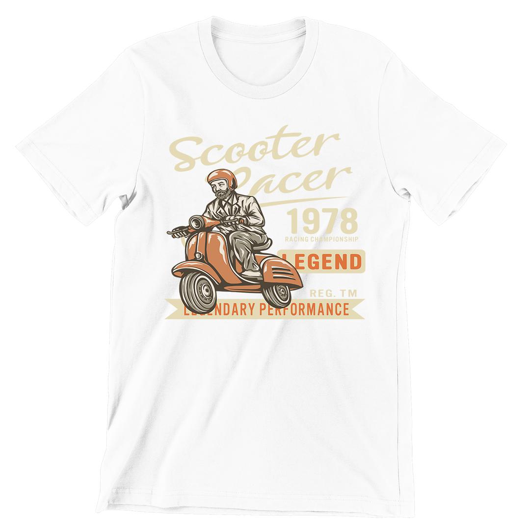Scooter Racer Legend- christian biker t shirts_cool biker t shirts_biker trash t shirts_biker t shirts_biker t shirts women's_bike week t shirts_motorcycle t shirts mens_biker chick t shirts_motorcycle t shirts funny